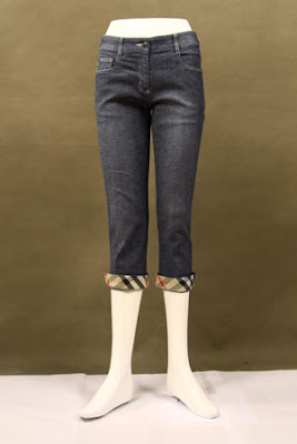 Designer Apparels For Less Burberry Blue Label Cropped Jeans With Fold Up Hems