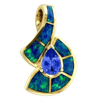 Asher - Gold Opal & Tanzanite Pendant Asher - Gold Opal & Tanzanite Pendant