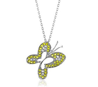 Yellow and White Sapphire Butterfly Pendant Yellow and White Sapphire Butterfly Pendant