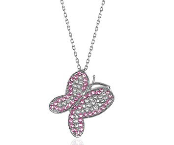 Pink and White Sapphire Butterfly Pendant Pink and White Sapphire Butterfly Pendant