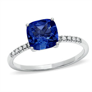 Cushion-Cut Lab-Created Ceylon Sapphire Ring Cushion-Cut Lab-Created Ceylon Sapphire Ring