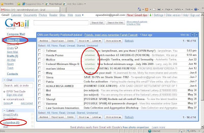 Gmail inbox view showing an increase in messages in one of the labels.