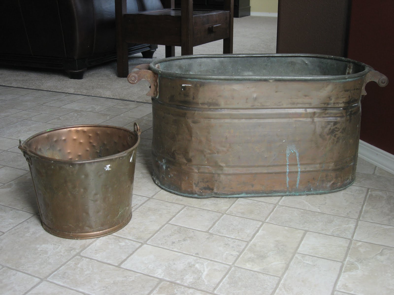 The Dizzy House Spray Painted Copper Tin Toy Box