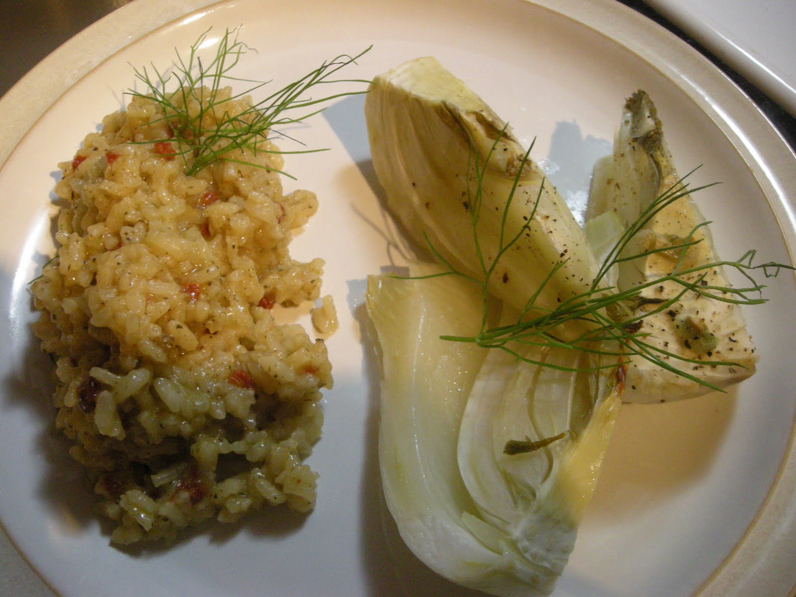 Not Just Salads Baked Fennel with Garlic Butter and Vermouth, with Risotto