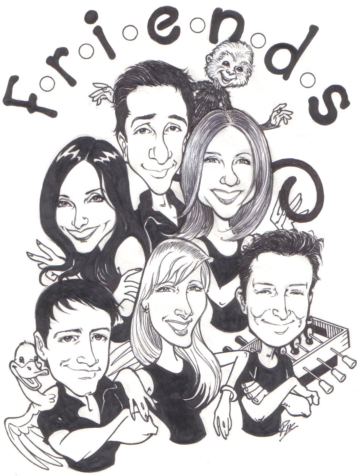 Riktoonz Cartoonist/Caricaturist Rick C. Moore Caricature FRIENDS cast