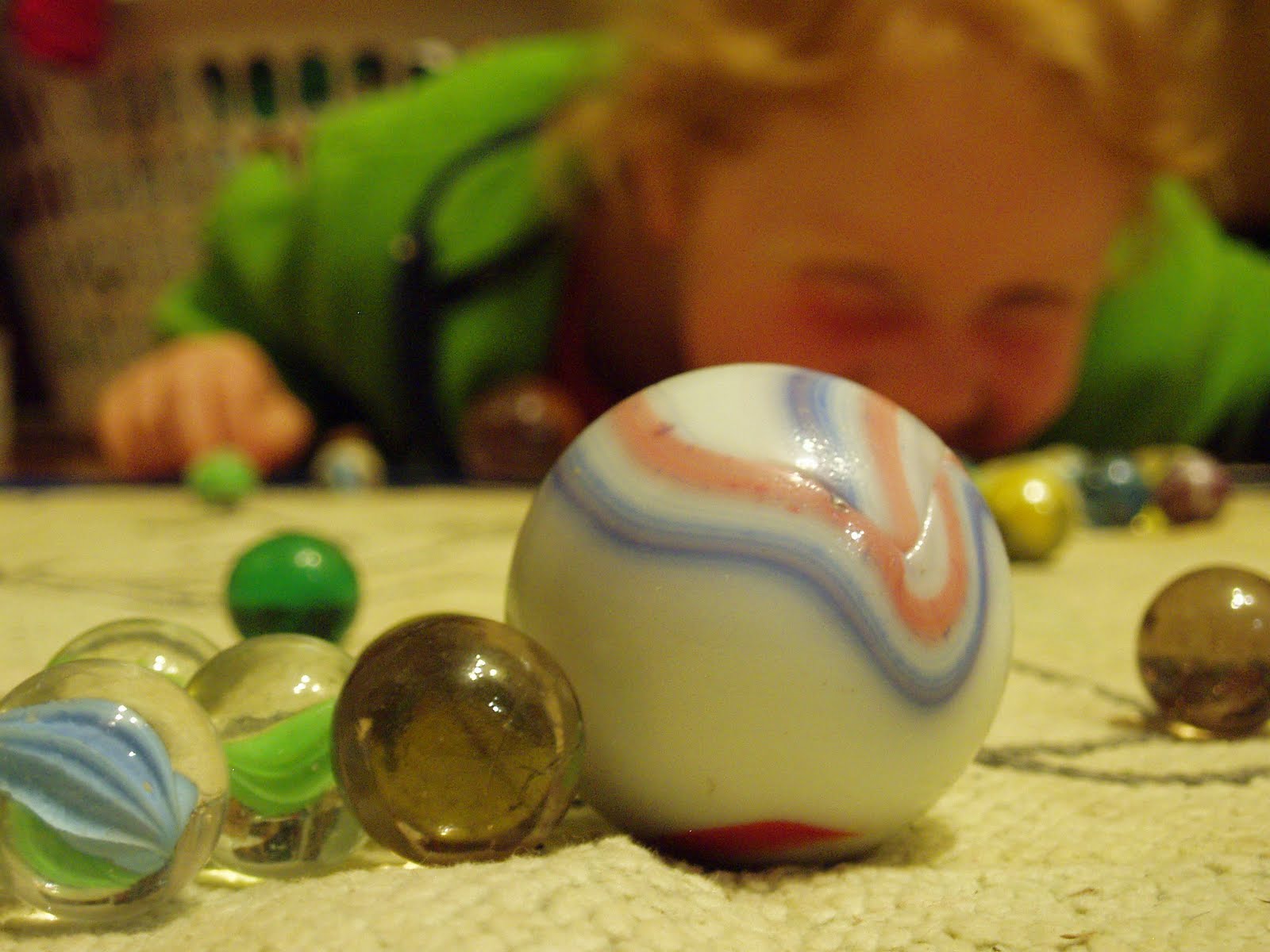 toward sustainability with three kids...... Some old fashioned marbles..