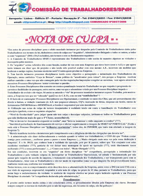 Comunicado nº28/2008 (frente)