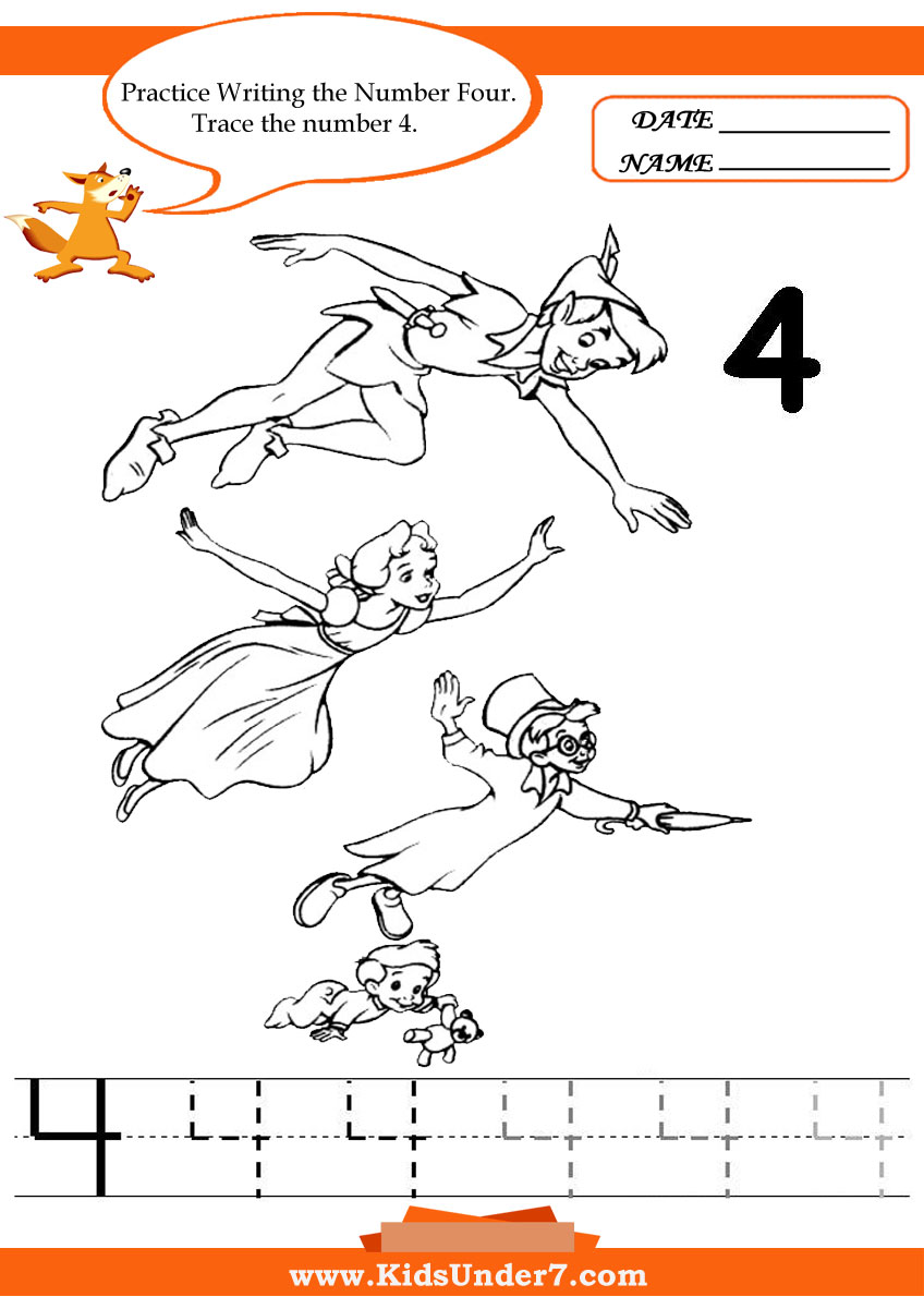 worksheet Number 4 Worksheets For Kindergarten kids under 7 writing numbers worksheets printable for preschool and kindergarten