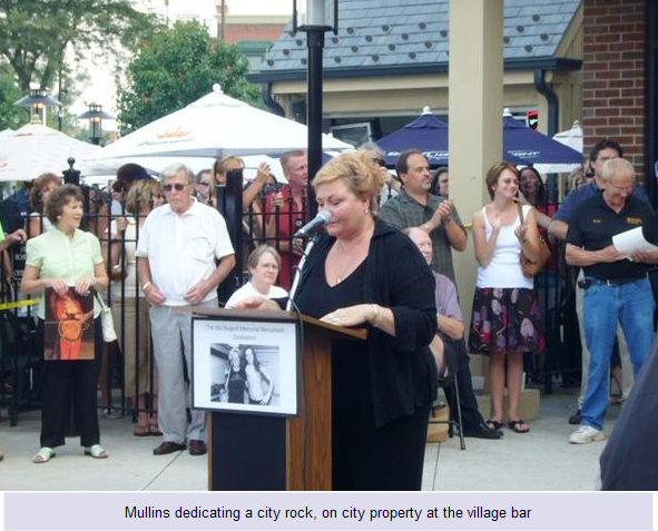 mayor mullins does a promo for a rock at village bar