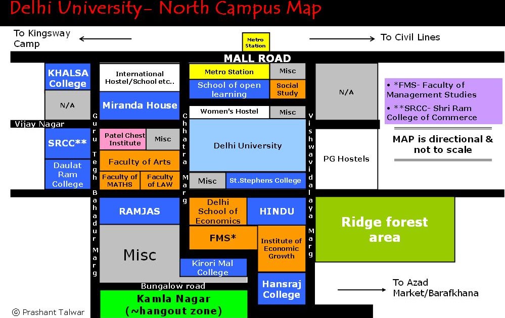 Du North Campus Map Delhi University Admissions 2009: Simple Map Of North Campus (Delhi  University)