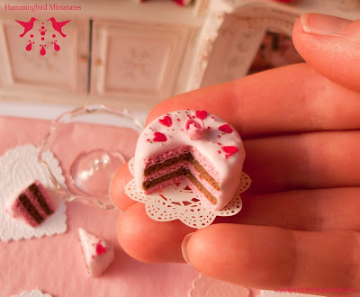 Cake valentines word heart shaped mini strawberries fruits valentine Hummingbird Miniatures: Valentine's Day Cake