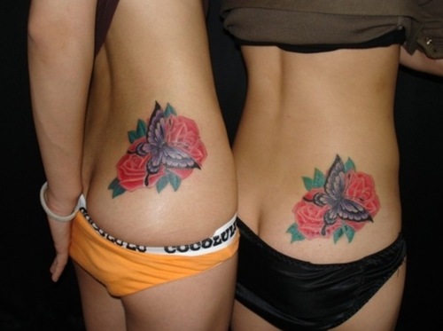 friend tattoos. rose tattoos for women.