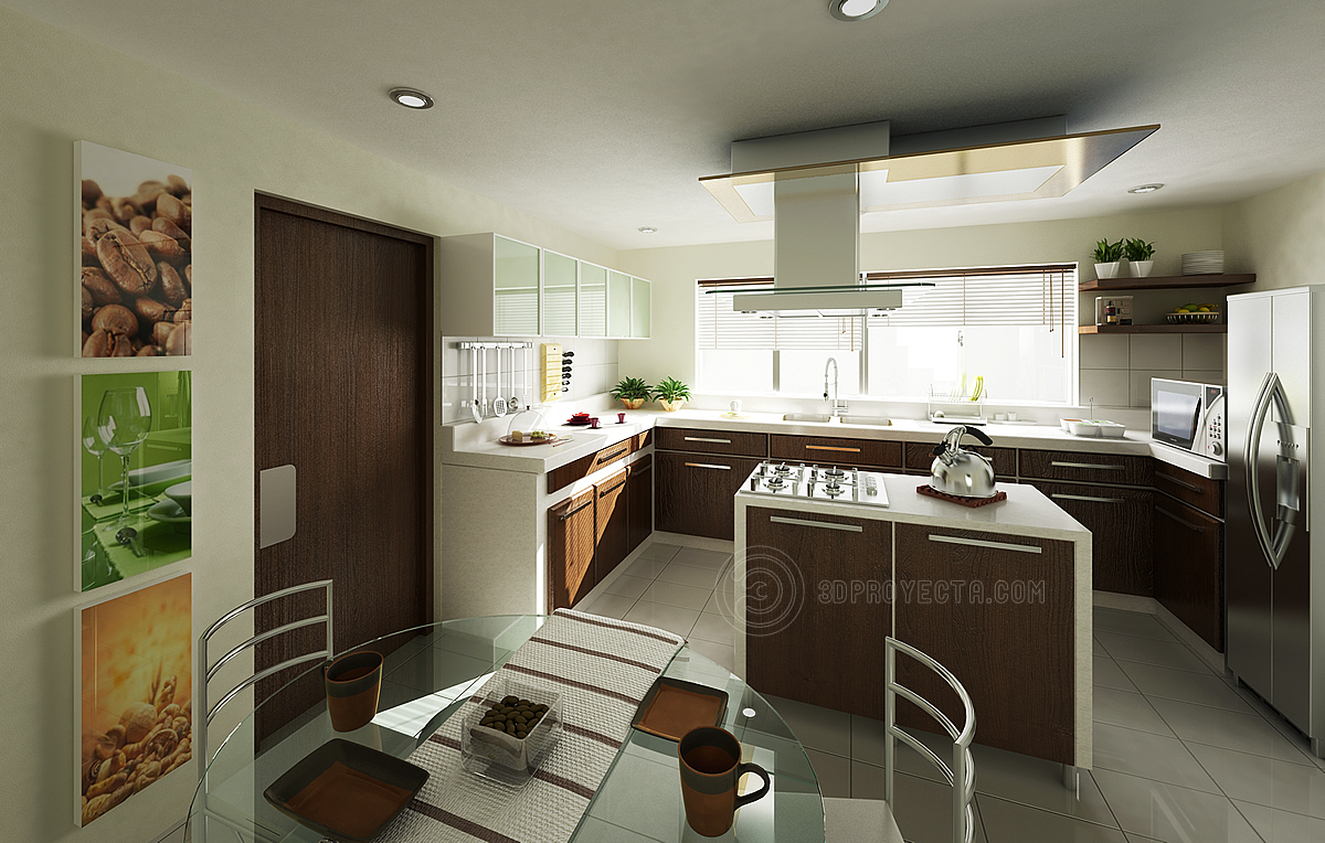 Vistas en 3D de cocina para Edificio Dammert - Departamentos en San