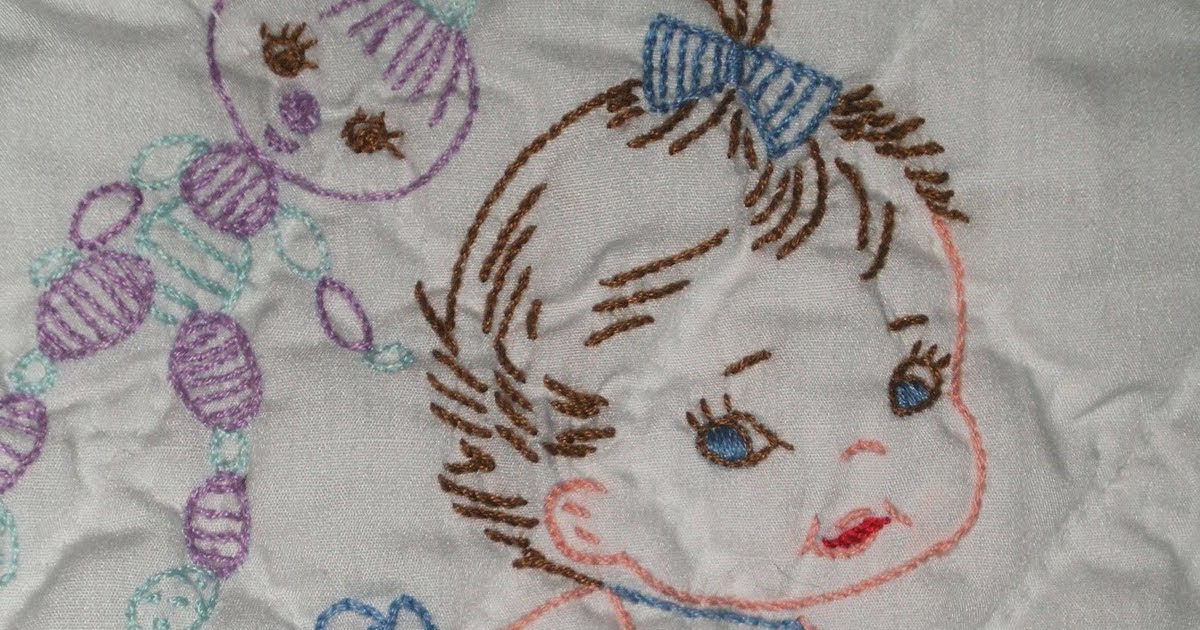 Warm Hugs Design Vintage Embroidered Baby Quilt