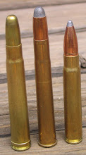 The flanged 9.3x74Rmm, flanked by the belted .375 H&H and the rimless 9.3x62mm Mauser