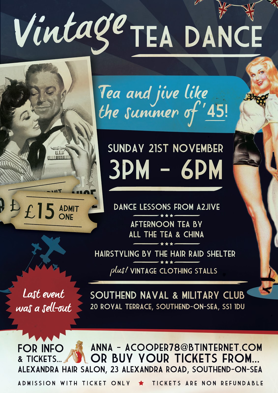 betty blue eyes events Fab tea dance poster