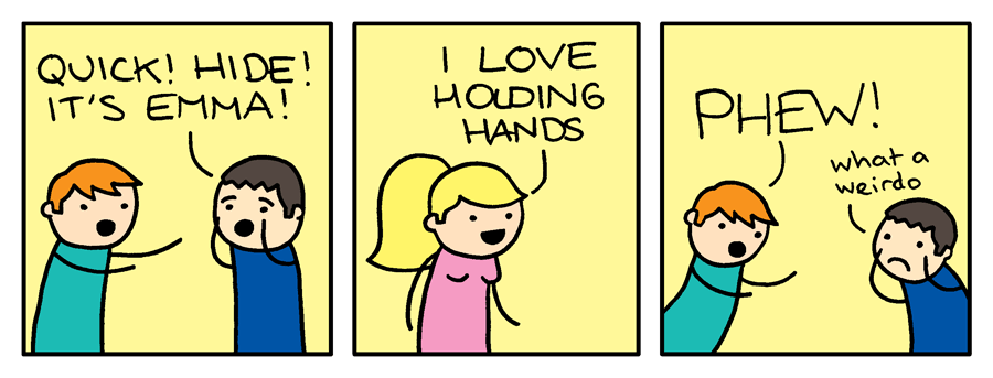 She loves holding hands but two people walking holding hands. She loves holding hands but