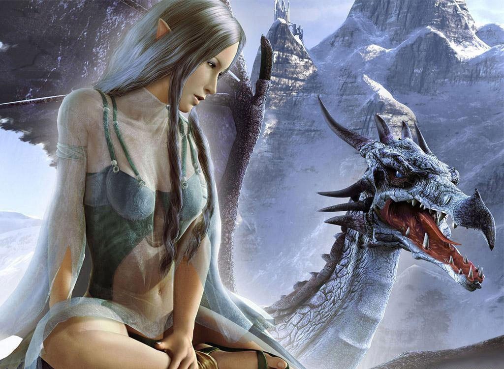 fantasy girl wallpaper hd. Fantasy Girl With Dragon