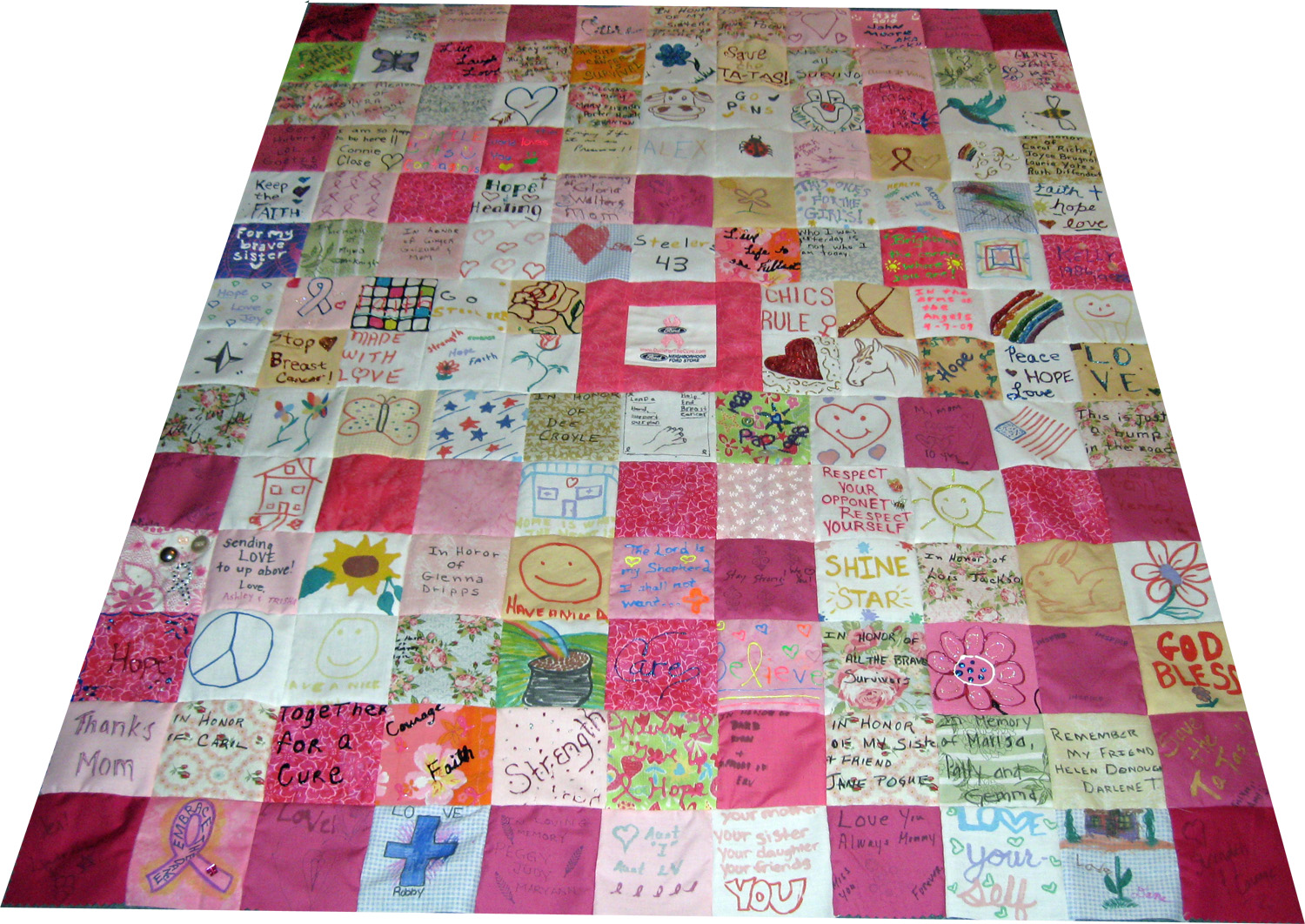 All Things Crafty First Breast Cancer Quilt blocks sewn