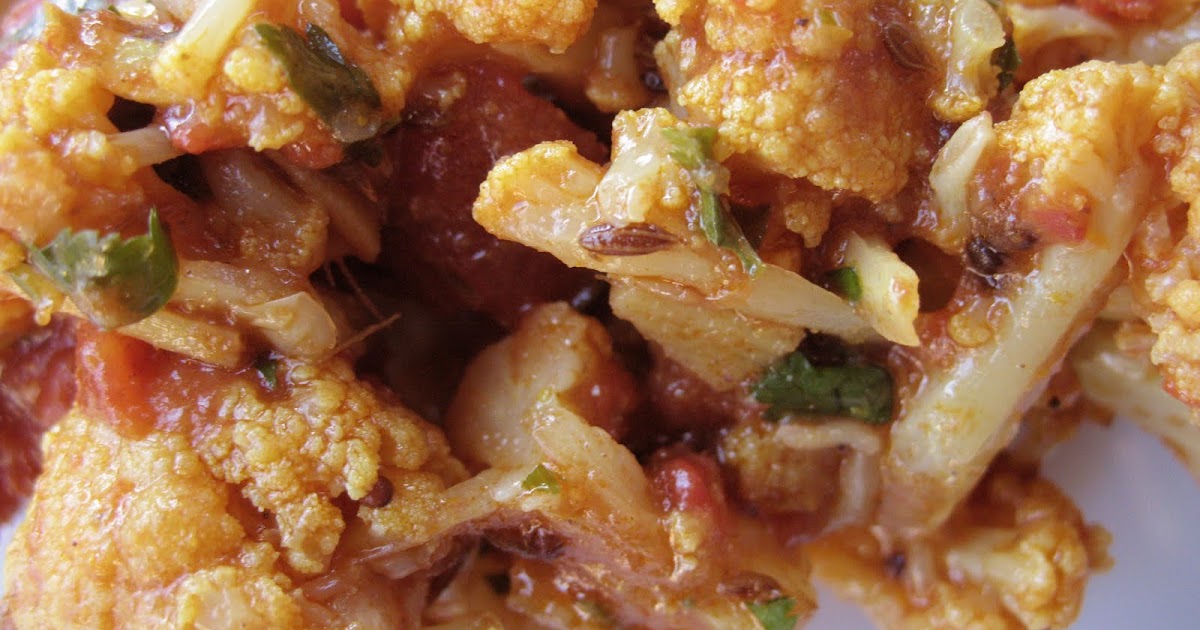 Tangy Indian Cauliflower with Braised Tomato Recipe mostly foodstuffs