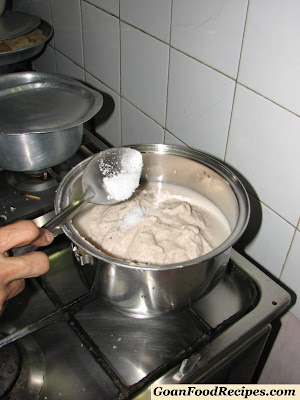 add salt to the ground rice and heat it