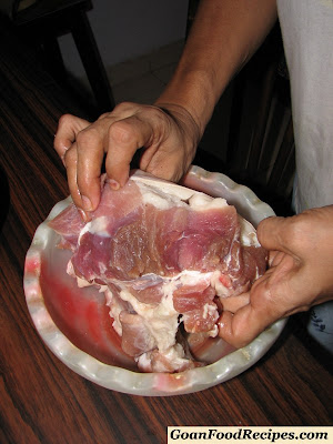 salted and semi sliced pork