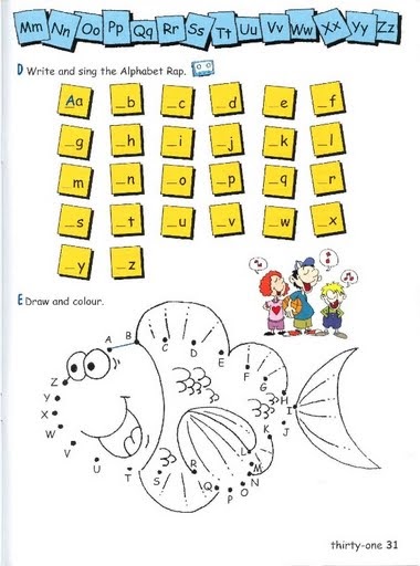 EJERCICIOS DE INGLÉS PARA NIÑOS - COMPLETA EL ALFABETO : FICHAS PARA NIÑOS