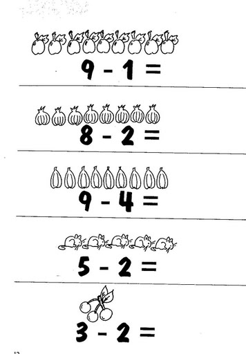 MATES PARA NIÑOS - RESTAS : FICHAS PARA NIÑOS