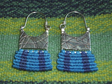 Aros plata texturada y macramé (60)
