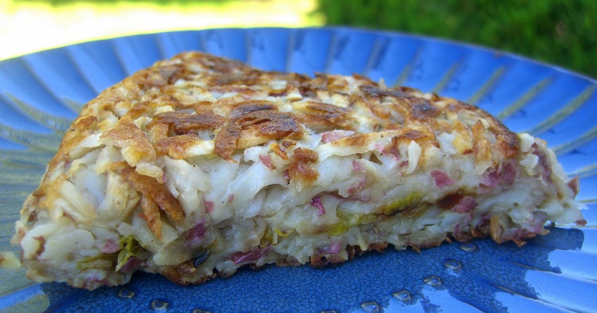 The Cutting Edge of Ordinary Shredded Potato Cake with Leeks and Gruyere