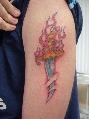 Flaming Dagger Tattoo From Maexican