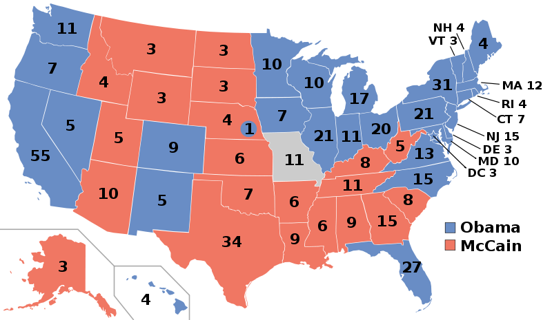 electoral college map 2008