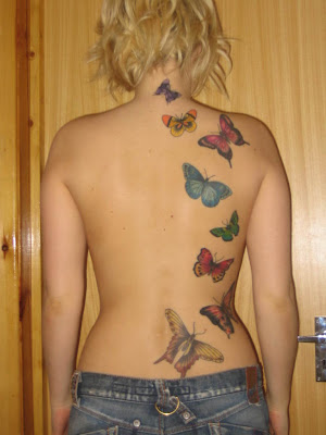 beautiful and sexy girls with butterfly tattoo design