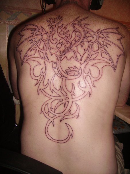 full back tattoo dragon, popular tatoo art on body