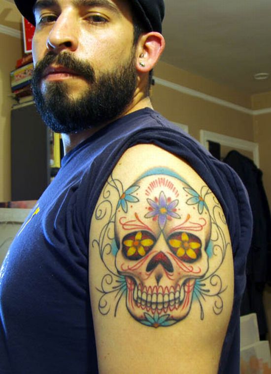 mexican day of dead skull tattoo. day of the dead mexico tattoo.