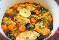 Greek Chicken With Olives, Carrots, Lemon and Celery
