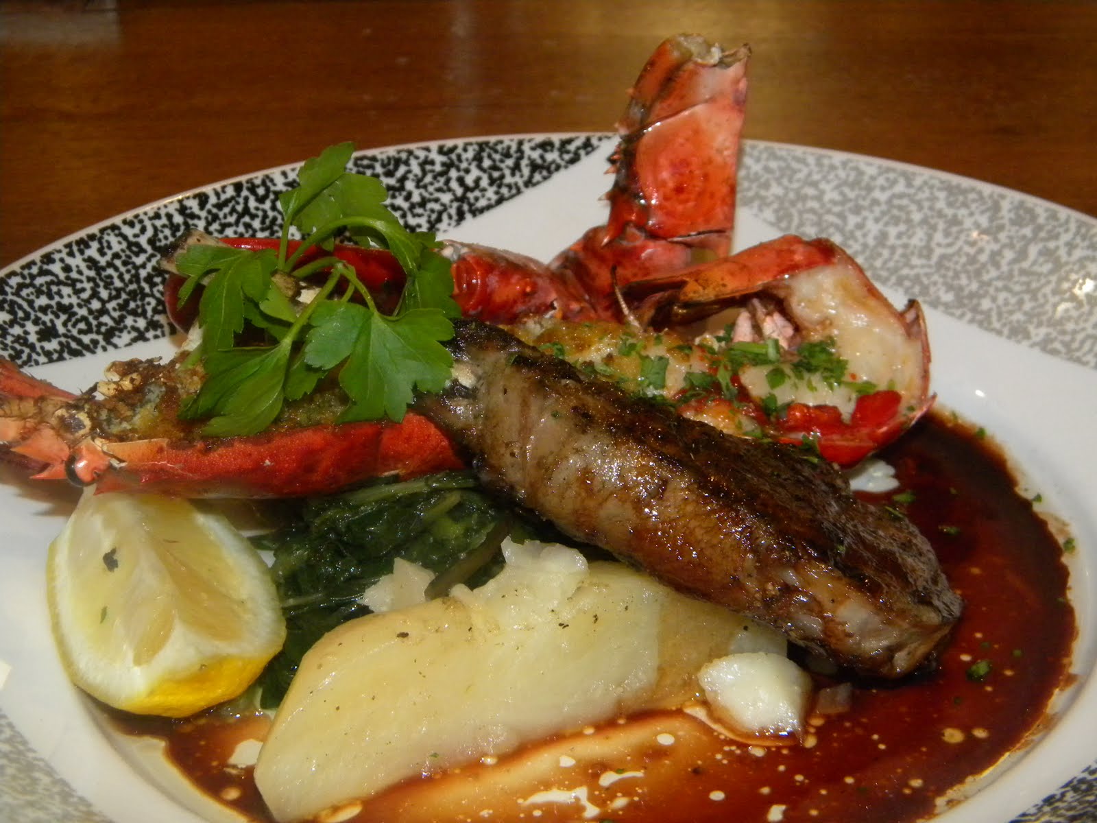 Kellari DC fish of the Day Roasted lobster and grilled lamb chops