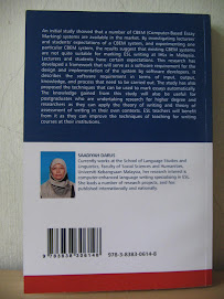 Back cover of published book 2009