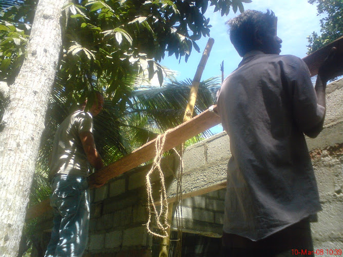 Pose de la premiere poutre