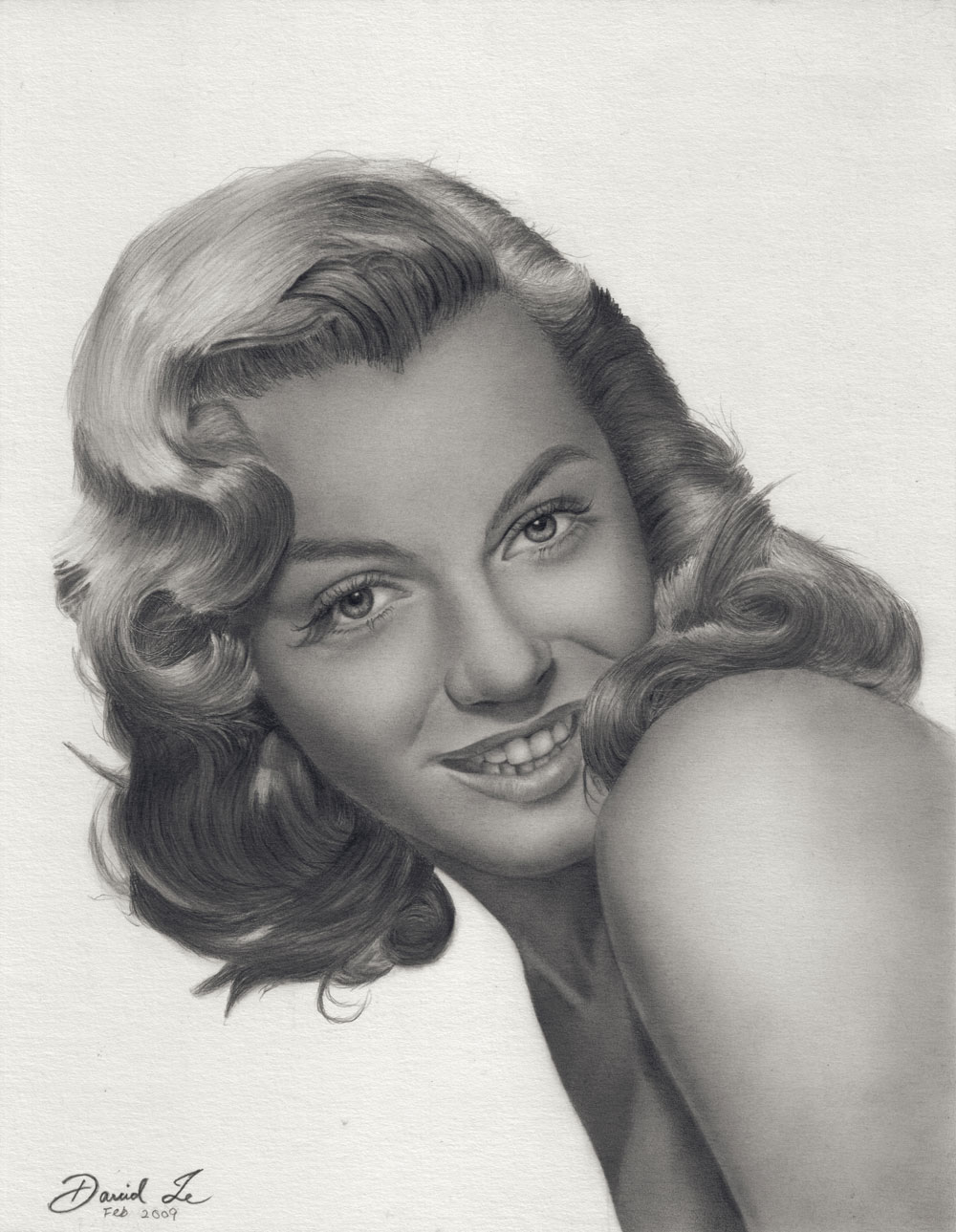Pencil Drawings by David Te: Portrait of Marilyn Monroe
