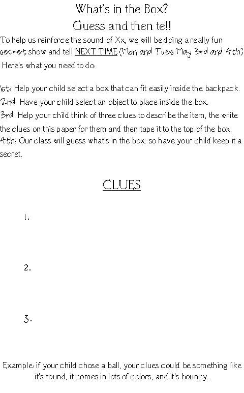 write start preschool april 2010 show and tell for letter x