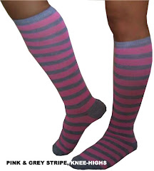 Striped Knee-Socks (Pink & Gray):