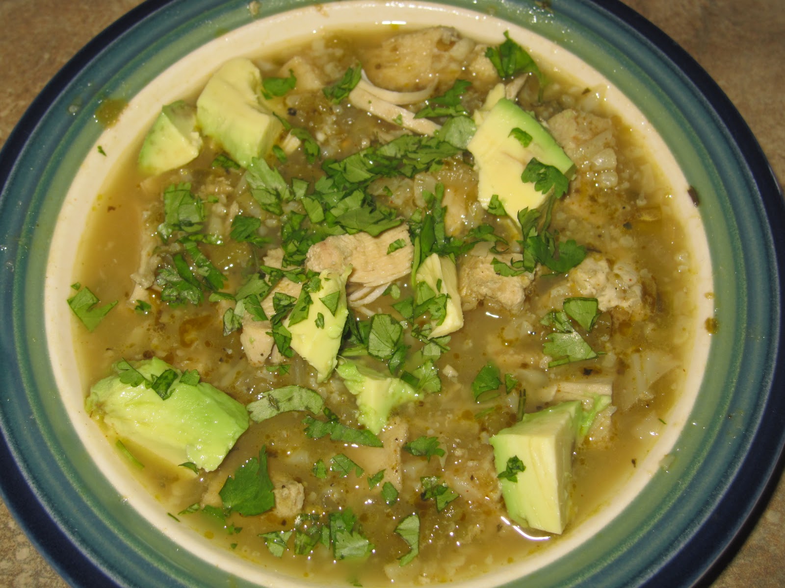 Marlena's Menu Green Chili Chicken and "Rice" Soup