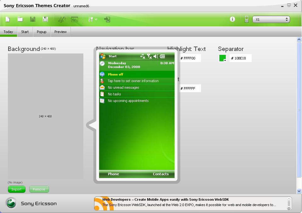 xperia x1 themes