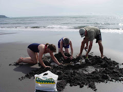 Digging our hot tub at Ocean Beach, Kawhia
