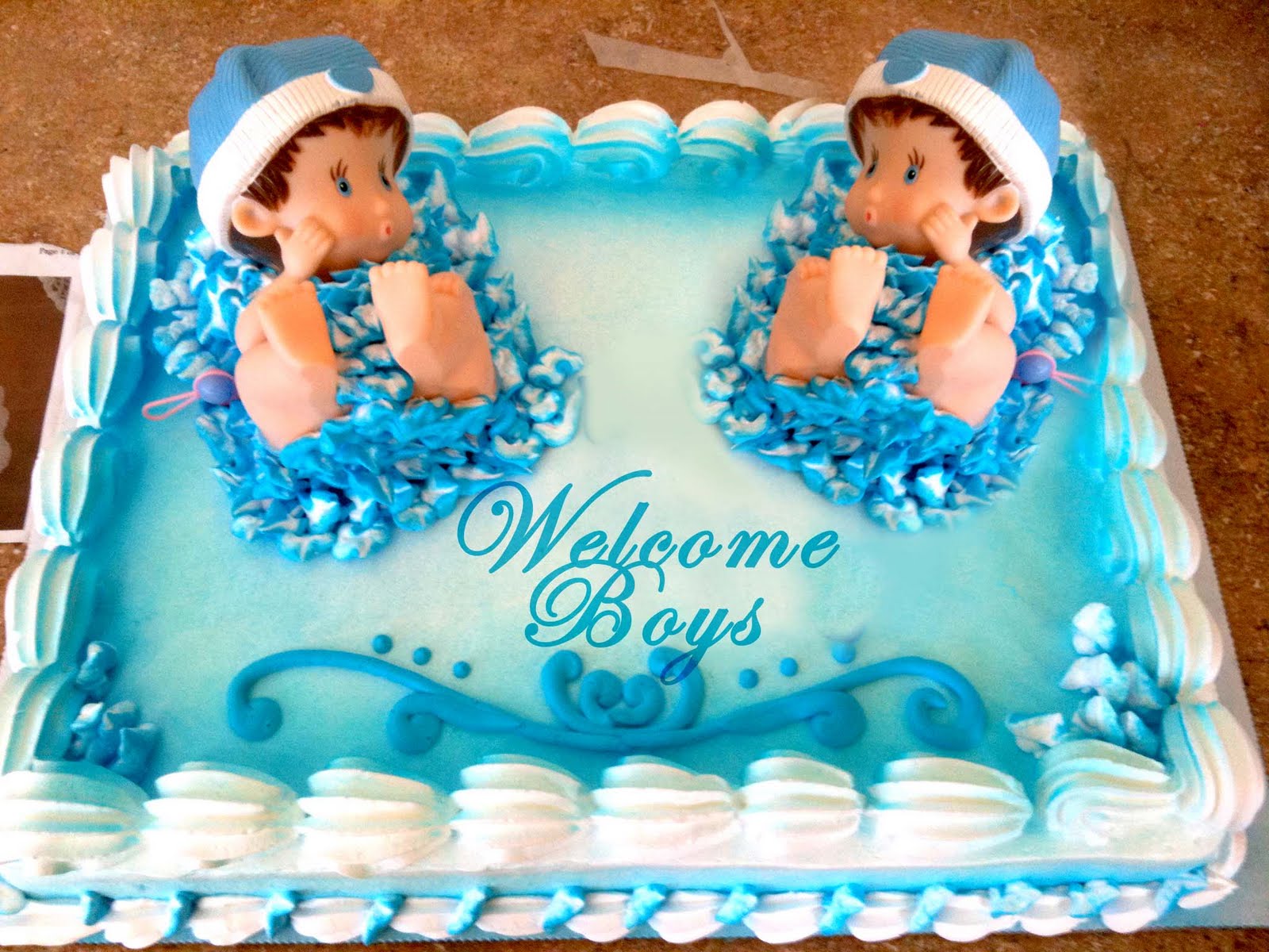 Boy Baby Shower Cake-Twin Boy Baby Shower Cake