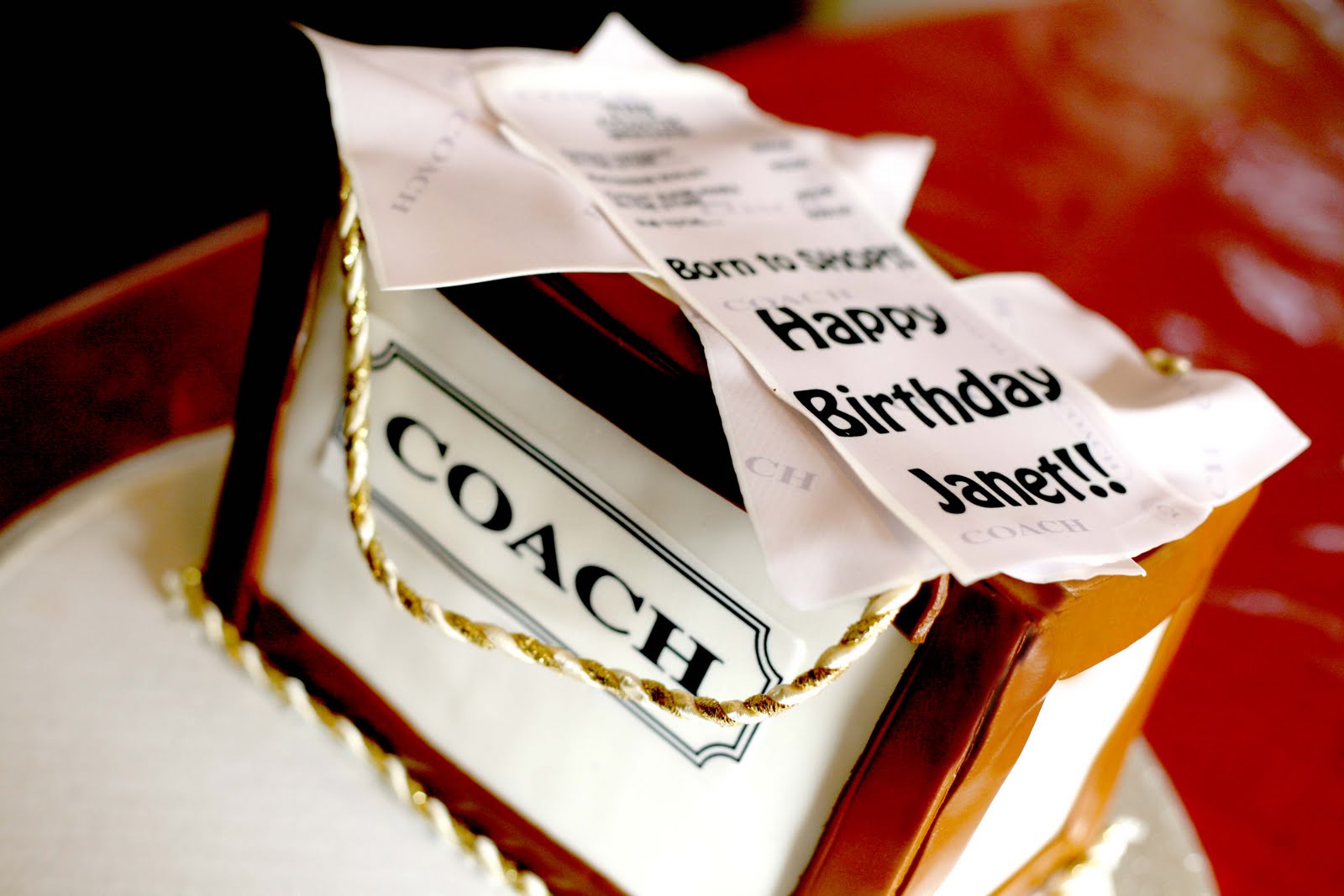 Hector's Custom Cakes Coach Gift Bag Cake with personalized Receipt