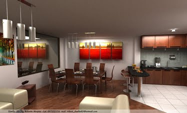 Render Interno del Departamento Tipo del Proyecto "Edf. María Victoria".