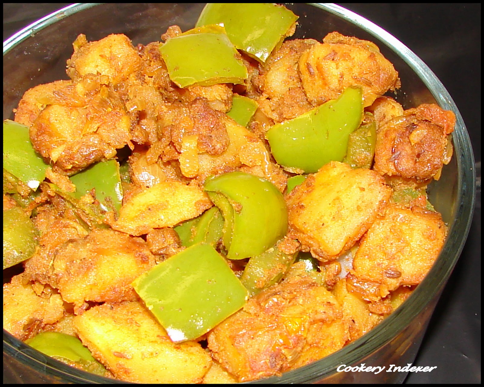 ! Regional Indian Cuisine Blogroll ! Aloo Capsicum (Potato Bell Pepper