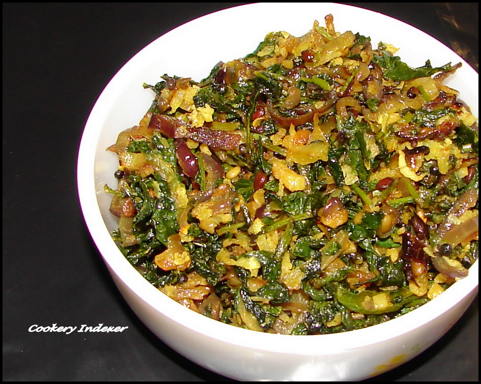 ! Regional Indian Cuisine Blogroll ! Red Radish Greens Stirfry
